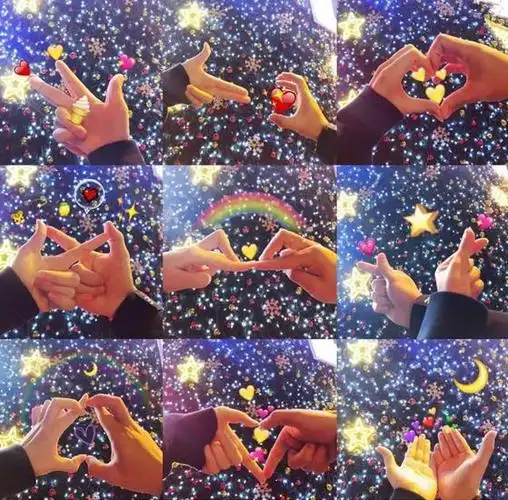 创意情侣拍照手势:比如,这年头花式秀恩爱有很多种.