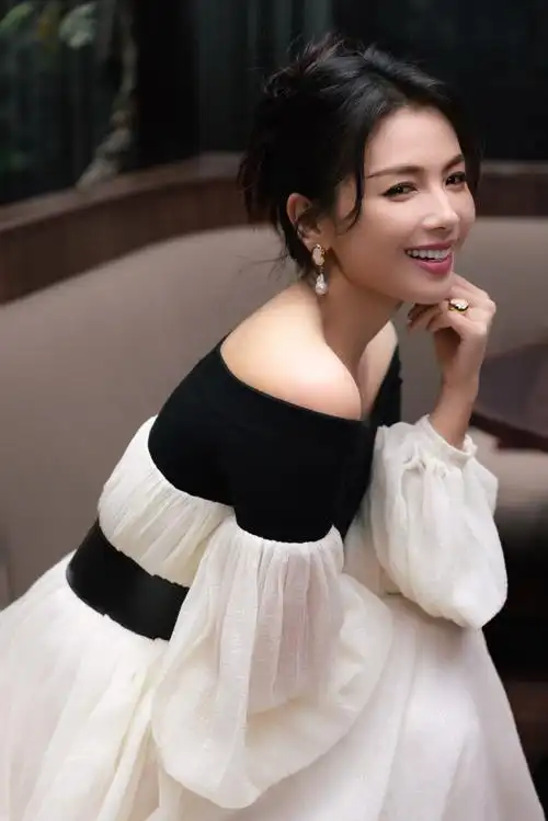 刘涛穿纱裙亮相优雅动人 盘发造型显知性