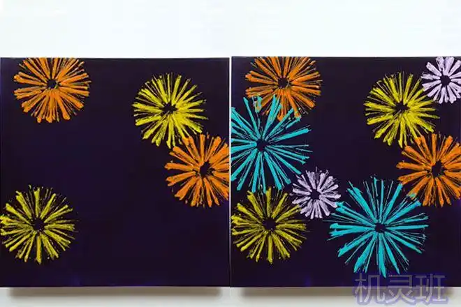 儿童创意美术:怎么用吸管轻松印画烟花(步骤图解)