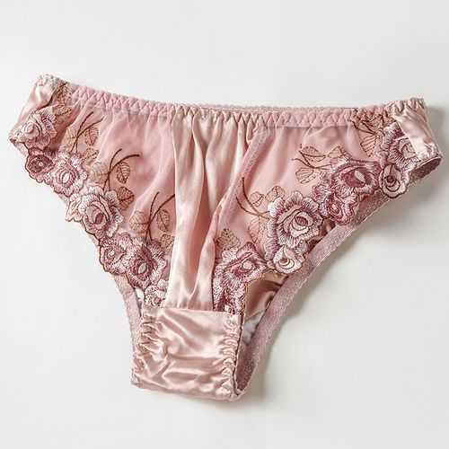 丝煌真丝内裤女士桑蚕丝低腰薄透气丝滑性感镂空蕾丝三角裤k049视频