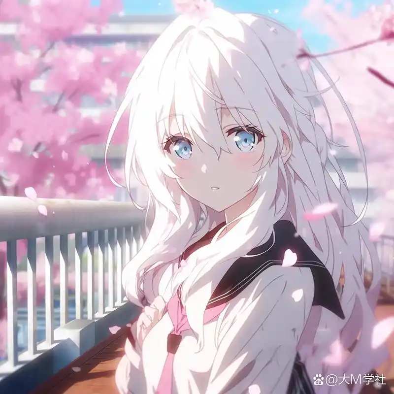 动漫女生头像|温柔唯美系樱花下的女生