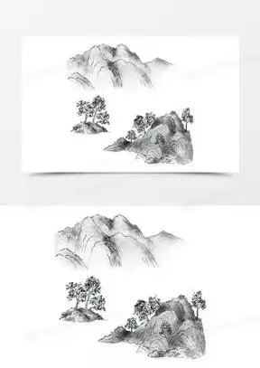 黑白山水画素材_黑白山水画图片_黑白山水画素材图片下载_熊猫办公