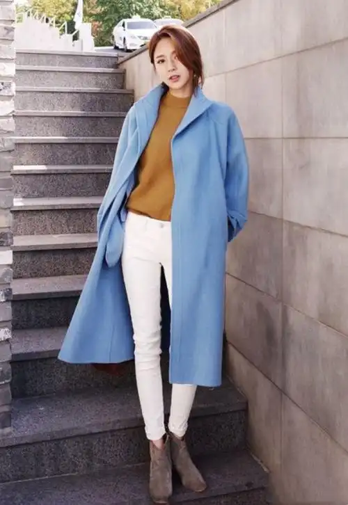 蓝色呢子外套 白色裤子今天我们就围绕蓝色上衣搭配哪种颜色裤子更