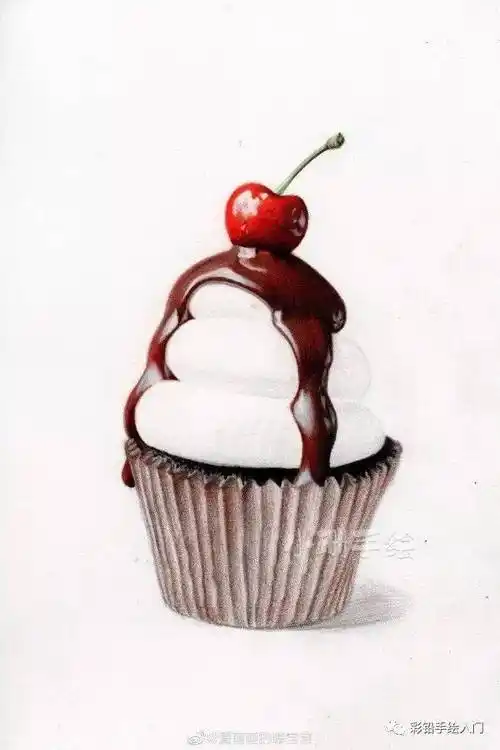 彩铅画入门教程巧克力甜筒步骤图