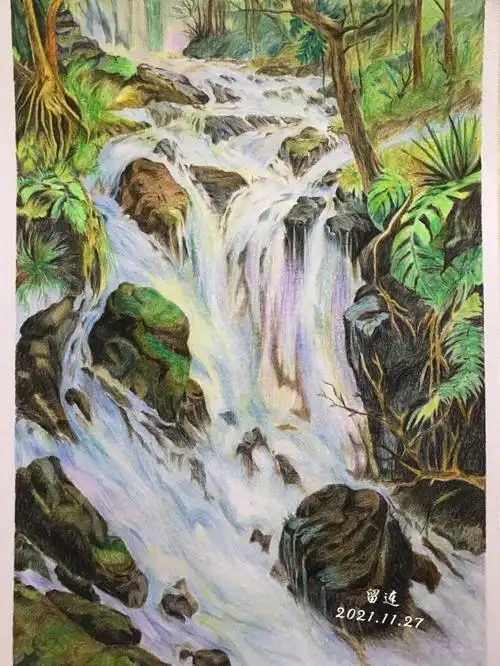 用彩铅画风景,真是找虐的节奏!#彩铅