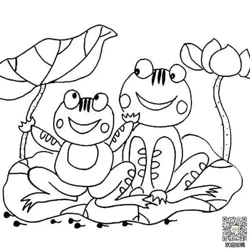 青蛙在池塘唱歌简笔画