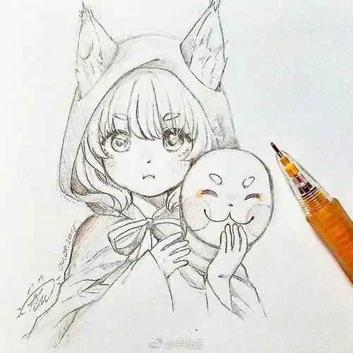 铅笔简笔画女生