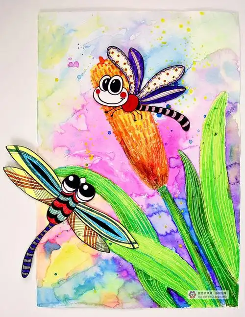 少儿美术绘画教程|夏日的蜻蜓