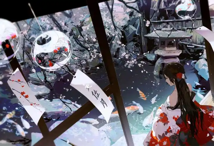 二次元古风动漫女孩_cg插画_绘画艺术-摩尔网cgmol