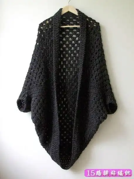 漂亮的镂空花披肩式外套的钩法|钩针花样图解