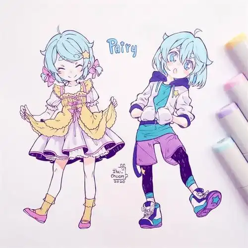 超可爱的马克笔动漫人物,马克笔动漫人物临摹素材