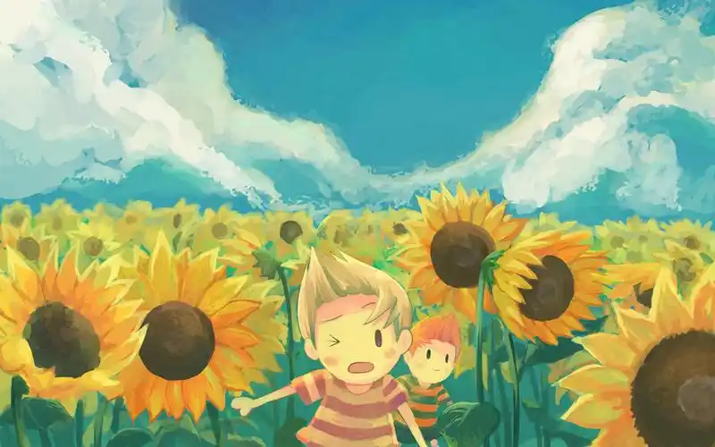 手绘向日葵朝阳壁纸图片电脑壁纸下载