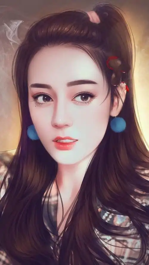 手绘迪丽热巴插画唯美高清手机壁纸_明星_手机壁纸下载_美桌网