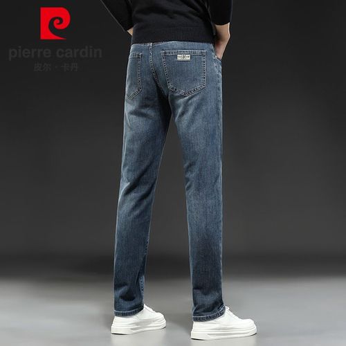 皮尔卡丹名牌牛仔裤男修身潮牌男士秋冬款商务潮流直筒休闲长裤子