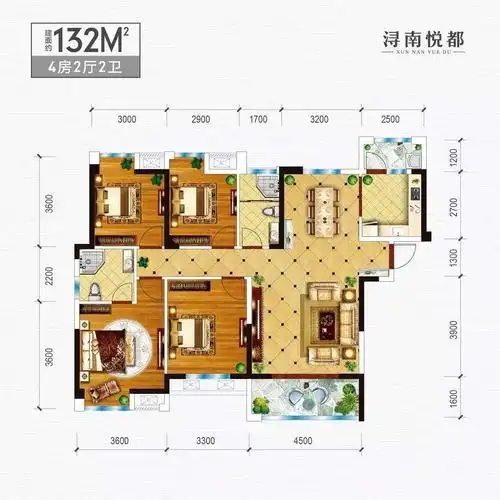 浔南悦都,浔南悦都4室2厅132㎡户型图,朝向-九江凤凰网房产