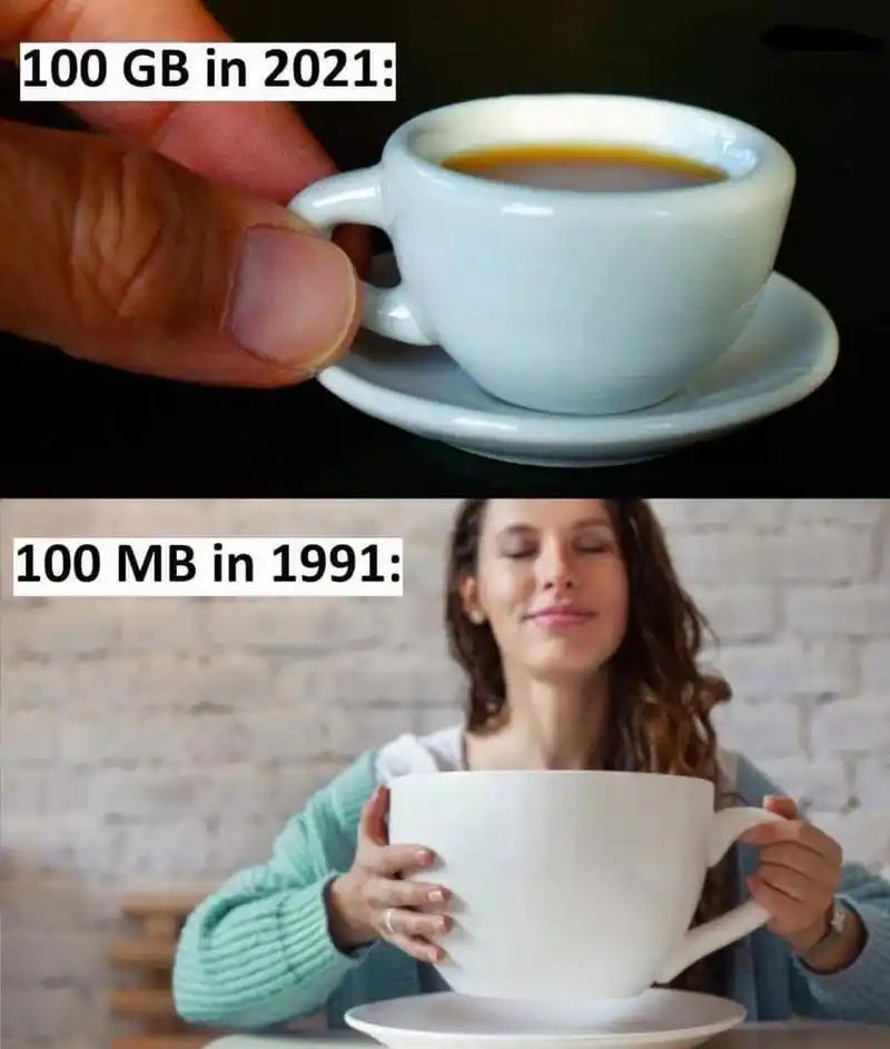 以前100mb可以被称为海量存储,现在100gb都是洒洒水啦[滑稽]