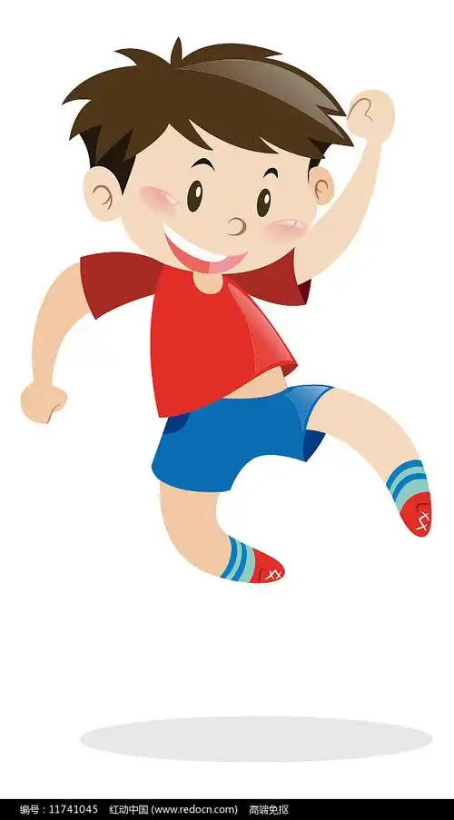 漫画风男孩跳跃动作图片_卡通手绘_编号11741045_红动中国