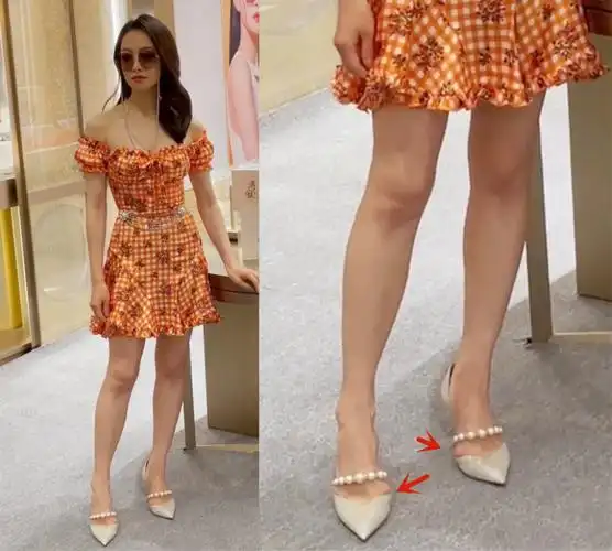 生图也好美可宋茜的万元裙像泳衣重点是她的脚骨看起来有点疼