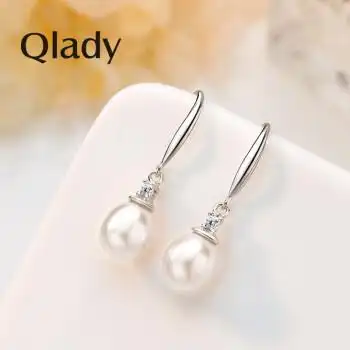 周大生女士淡水珍珠耳环女银耳坠时尚长款气质925银珍珠耳坠女韩白色