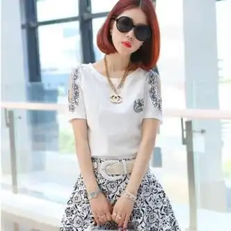 韩善樱汝晗时尚套装夏季两件套女装显瘦套裙休闲矮个子显高搭配露肩