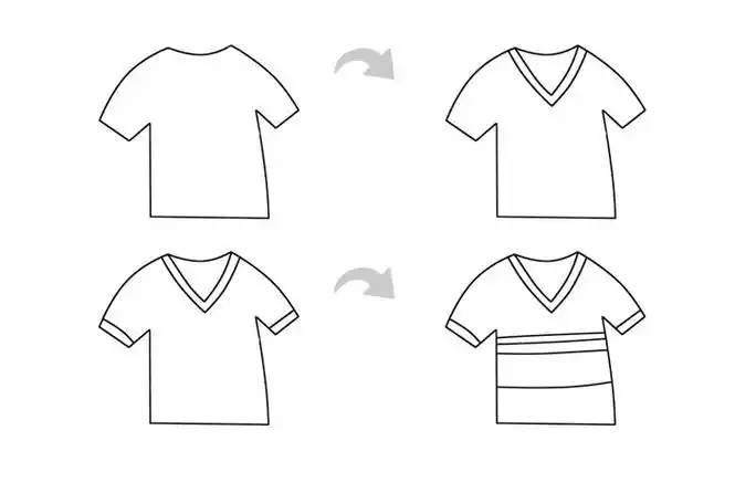 短袖t恤简笔画步骤