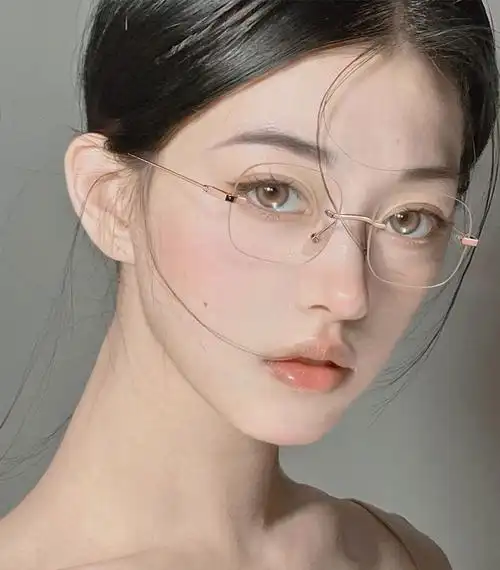 jeep吉普高档精品超轻纯欲无框近视眼镜女可配防雾素颜潮大框显脸小