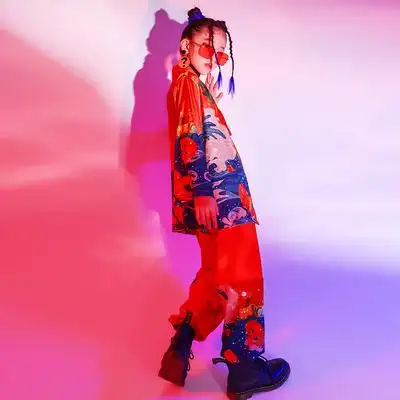 女童国风嘻哈街舞少儿爵士舞服装古国潮走套装儿童演出服