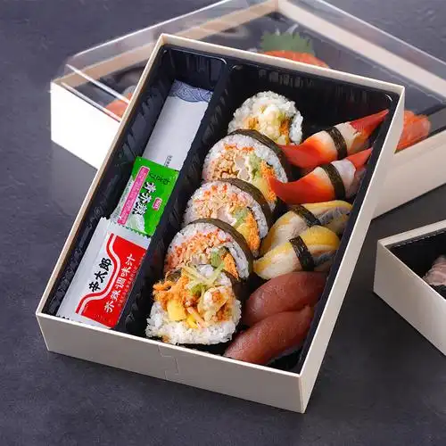 寿司打包盒商用一次性餐盒方形外卖轻食盒子创意透明长方形寿司盒