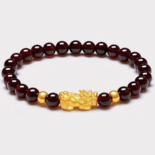 老凰祥款貔貅手链女石榴石3d硬转运珠本命年手串皮丘男 男:1貔貅 黑