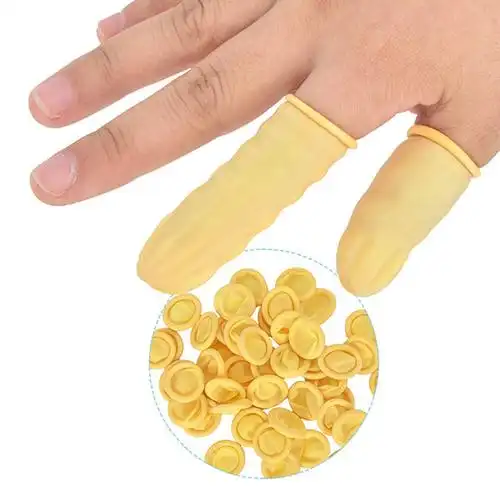 米黄防静电手指套劳保防护指套一次性乳胶手指套