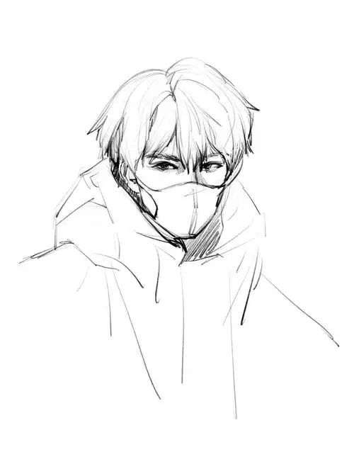 神仙饭绘下的易烊千玺高挑的身材清秀的眉眼