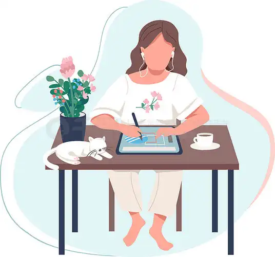 女设计师平面彩色矢量不露面人物