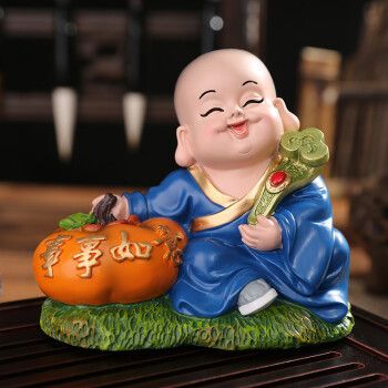 吉祥源q版小和尚小沙弥摆件禅意书房摆件办公桌摆件送朋友小孩生日