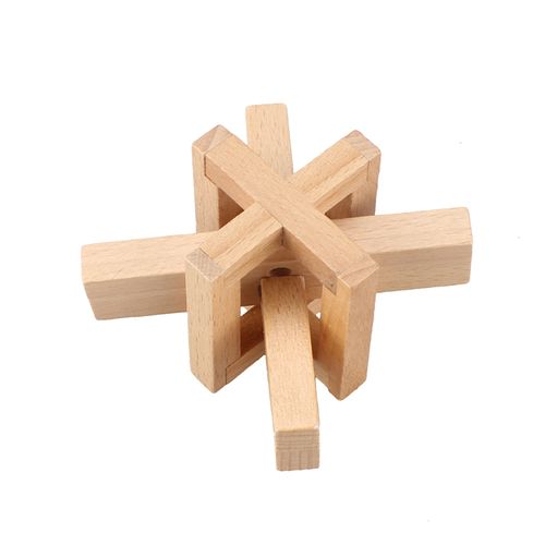 榉木围城十字架孔明锁解锁益智力玩具拆解拆装积木榫卯结构