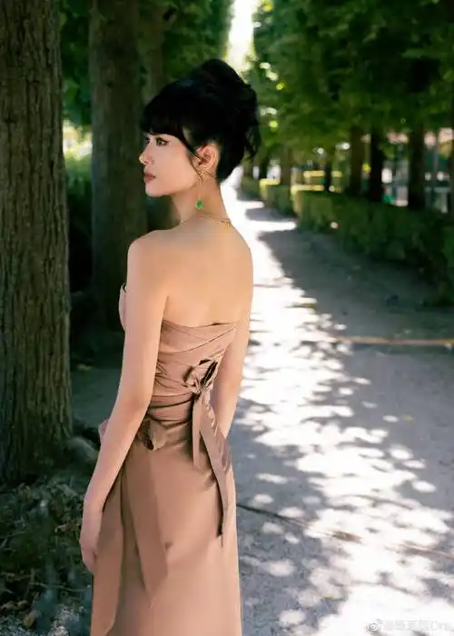 杨采钰对着镜子的美图,同样是高贵美艳,她长发盘起的样子,很有气质!