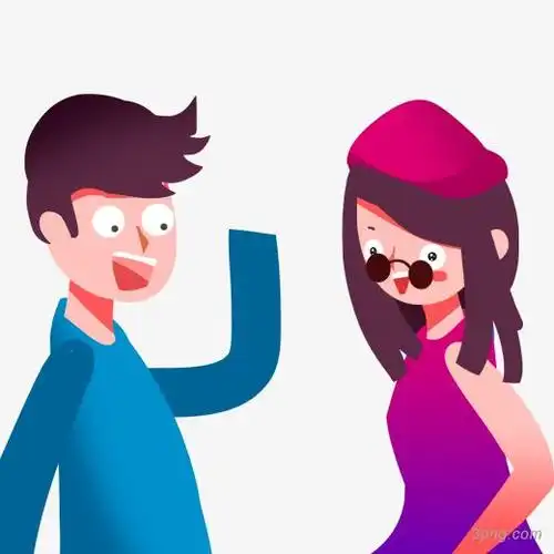 卡通人物交谈png素材透明免抠图片卡通手绘