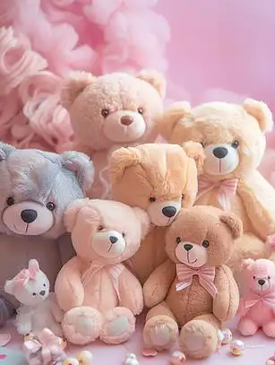 可爱儿童泰迪熊毛绒玩具摄影图