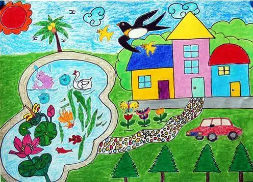 美丽的春天儿童画一等奖