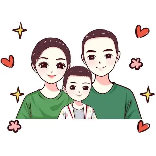 幸福一家三口,四口头像,简单温馨手绘头像合集