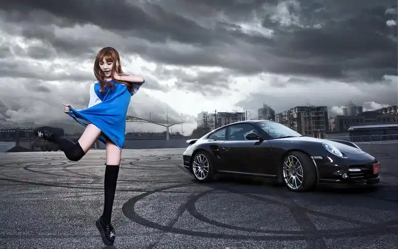 保时捷911 turbo s 改装车美女车模,高清图片,电脑桌面-壁纸族