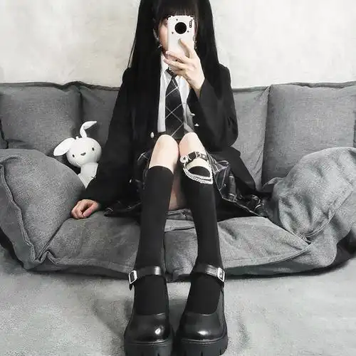 jk环链显瘦薄款天鹅绒网红小腿袜子夏季ins长筒袜