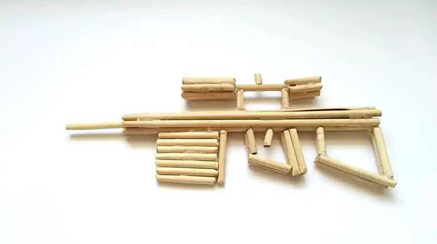 diy创意手工,用筷子做一架机枪玩具,废物利用