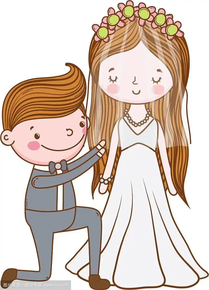 夫妻结婚可爱的卡通