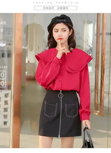 很仙的衣服2020年春季装新款甜美学院风加厚雪纺衬衣女式大娃娃领宽松