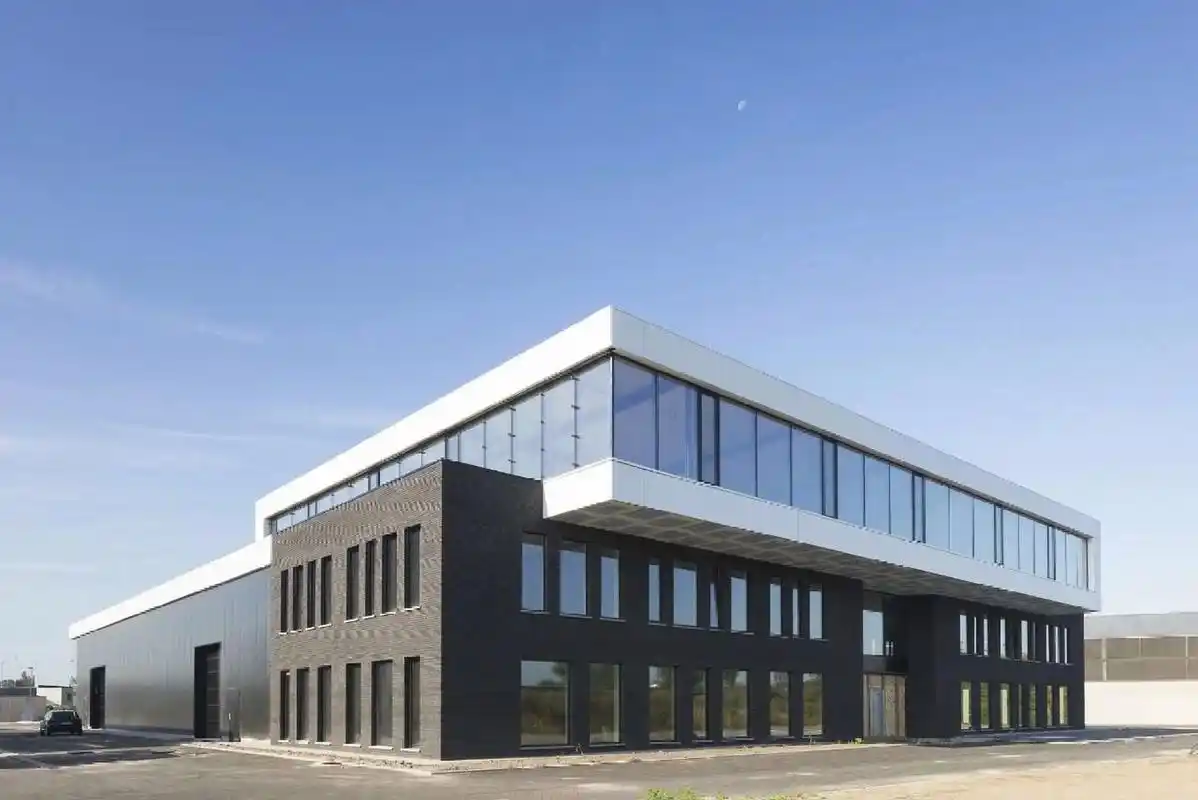 钢结构厂房外立面铝板厂房效果图设计,玻璃幕墙工厂外立面效果图设计