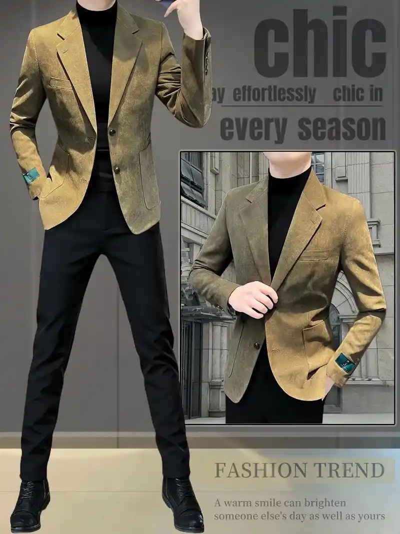 男神们,这款鹿皮绒高级感休闲西装外套真的太帅了!