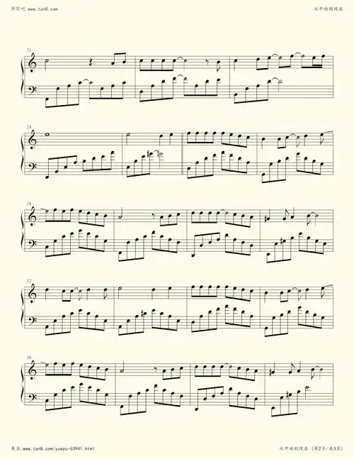 《从开始到现在,钢琴谱》张信哲(五线谱 钢琴曲 指法)-弹吧|蛐蛐钢琴