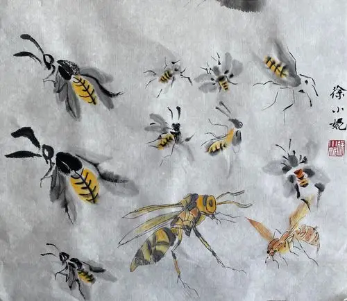 杨秀华国画网络课第十一节《蜜蜂的画法》 写美篇杨秀华 中国工笔画