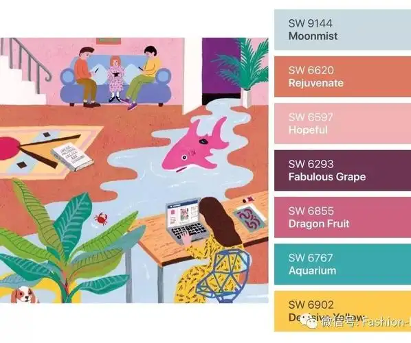 跟着现代艺术家学撞色插画配色