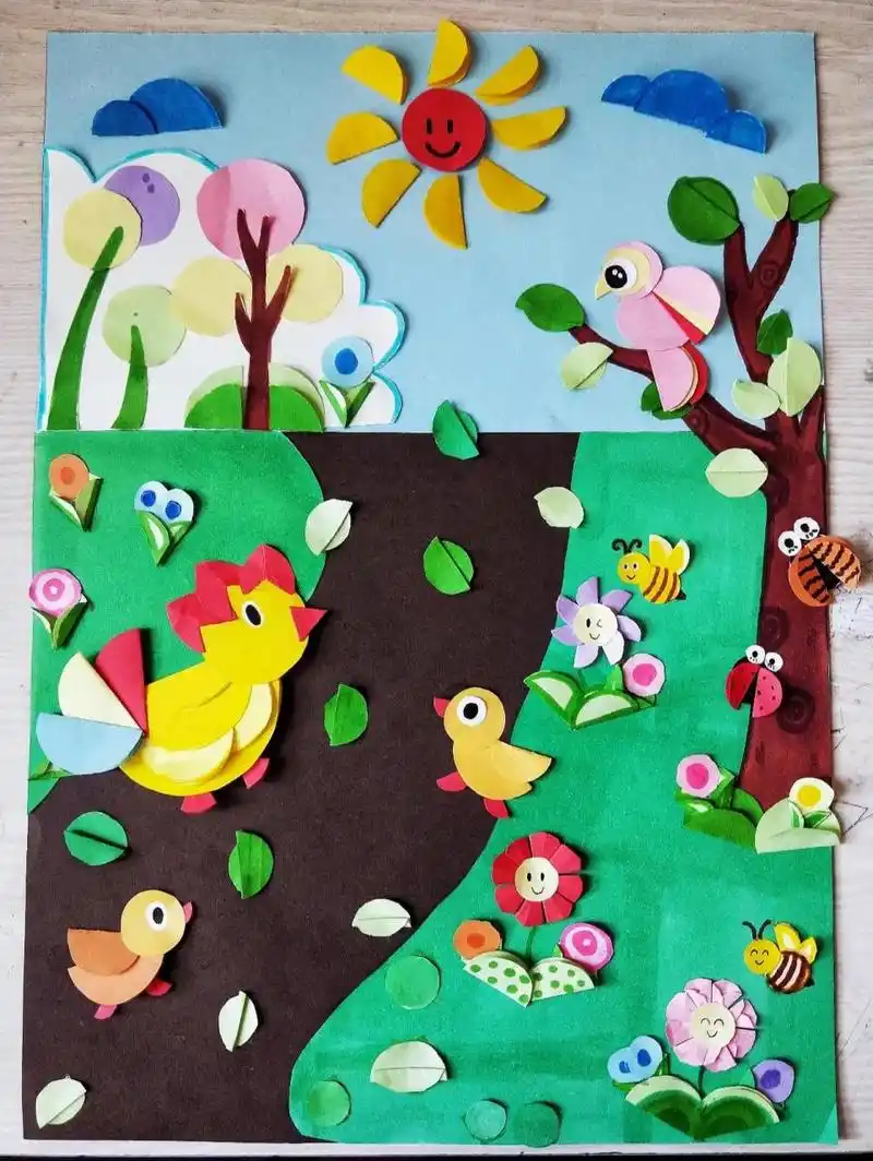 圆形折纸拼贴画 99纸张大小都是16开 99第一幅以美好祝福为寓意的